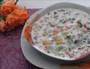 Delicious okroshka with mineral water and mayonnaise